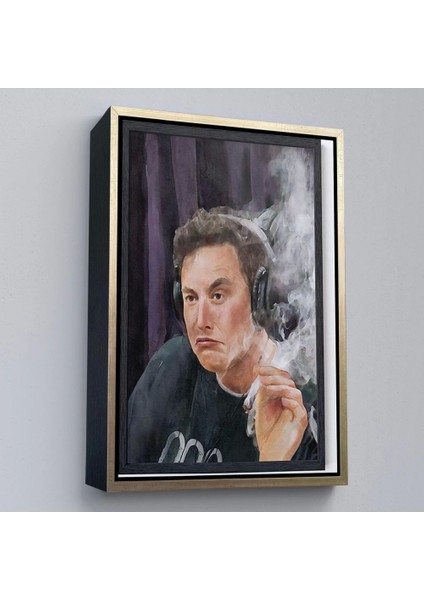 - Çerçeveli Sigara Içen Elon Musk TABLOSU-7822