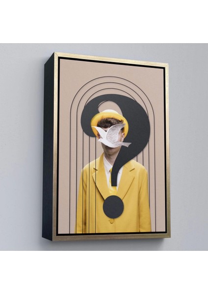 - Çerçeveli Yüzünde Kuş Olan Adam Pop Art TABLO-7848