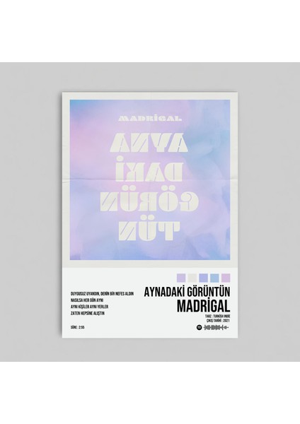 Madrigal - Aynadaki Görüntün Albüm Spotify Çerçevesiz Tasarım Poster