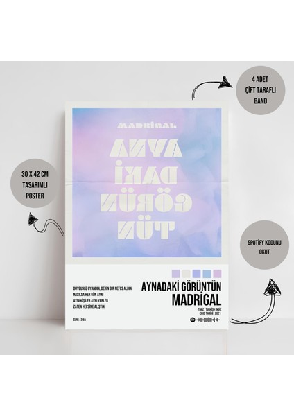 Madrigal - Aynadaki Görüntün Albüm Spotify Çerçevesiz Tasarım Poster