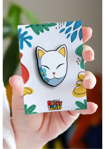 Tanjiro Mask No2 Anime Rozet - Pin - Rozet - Broş - Yaka Çanta Aksesuar