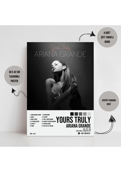 Ariana Grande - Yours Truly Albüm Spotify Çerçevesiz Tasarım Poster