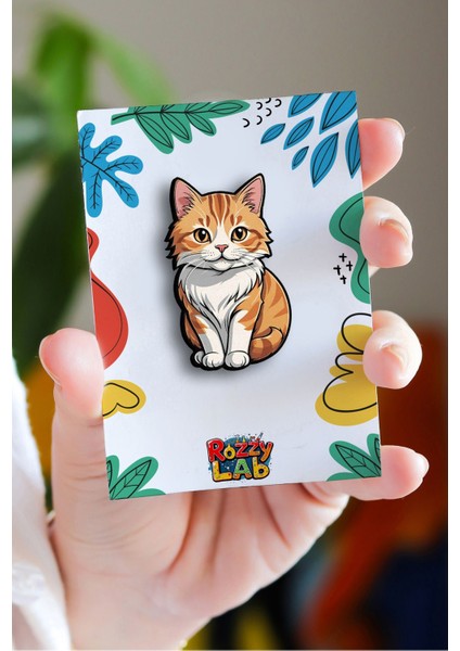 Sarı Kedi - Pin - Rozet - Broş - Yaka Çanta Aksesuar