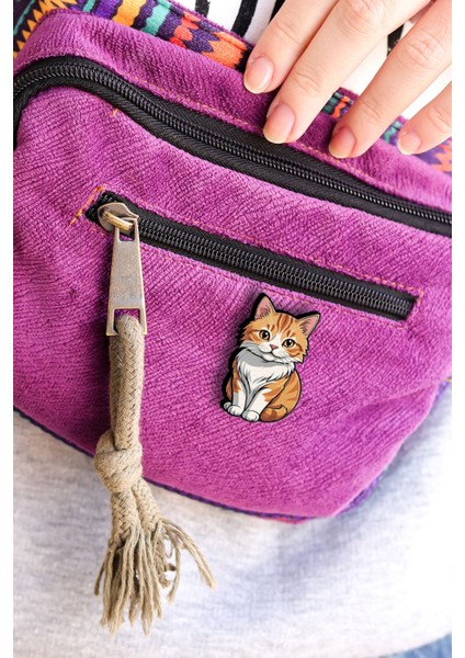 Sarı Kedi - Pin - Rozet - Broş - Yaka Çanta Aksesuar