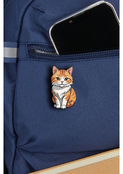 Sarı Kedi - Pin - Rozet - Broş - Yaka Çanta Aksesuar