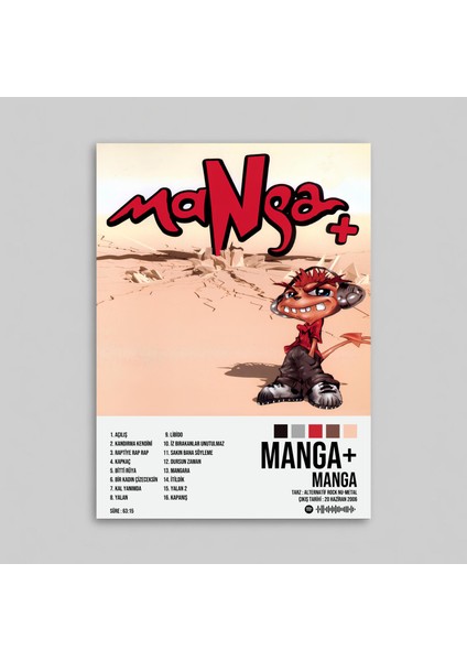 Manga - Manga + Albüm Spotify Çerçevesiz Tasarım Poster