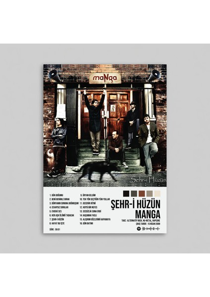 Manga - Şehr-I Hüzün Albüm Albüm Spotify Çerçevesiz Tasarım Poster