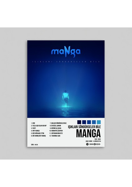 Manga - Işıkları Söndürseler Bile Albüm Spotify Çerçevesiz Tasarım Poster