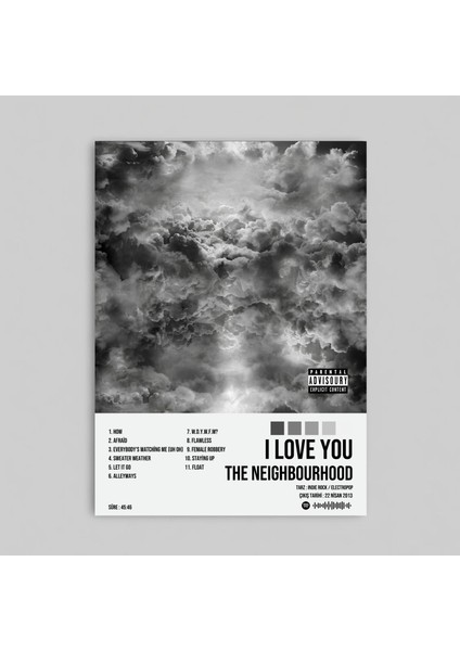 The Neighbourhood - I Love You Albüm Spotify Çerçevesiz Tasarım Poster