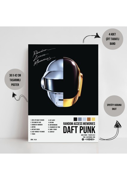 Daft Punk - Random Access Memories Albüm Spotify Çerçevesiz Tasarım Poster