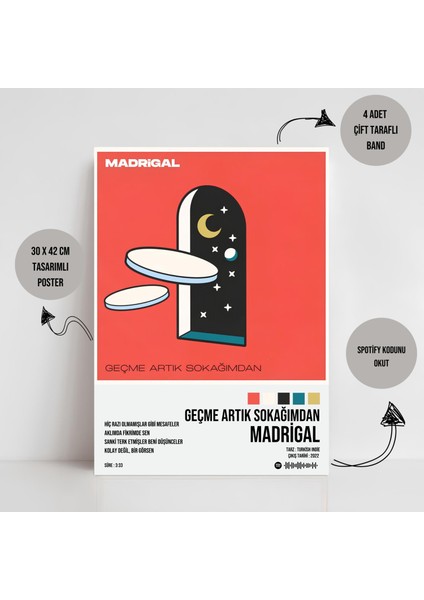 Madrigal - Geçme Artık Sokağımdan Spotify Çerçevesiz Tasarım Poster