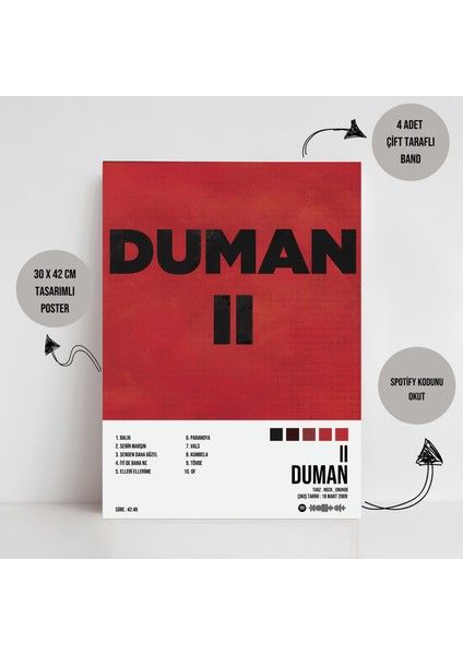 Duman - 2 Albüm Spotify Çerçevesiz Tasarım Poster