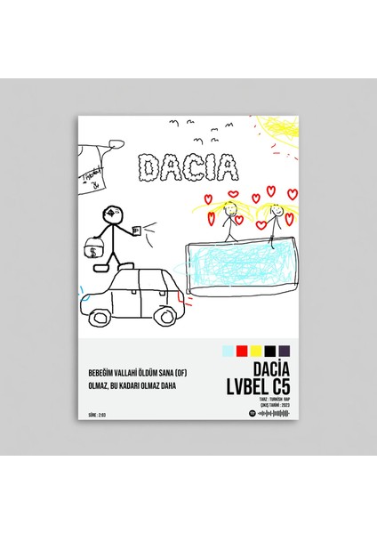 Lvbel C5 - Dacıa Spotify Çerçevesiz Tasarım Poster