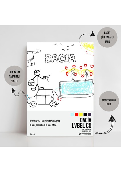 Lvbel C5 - Dacıa Spotify Çerçevesiz Tasarım Poster