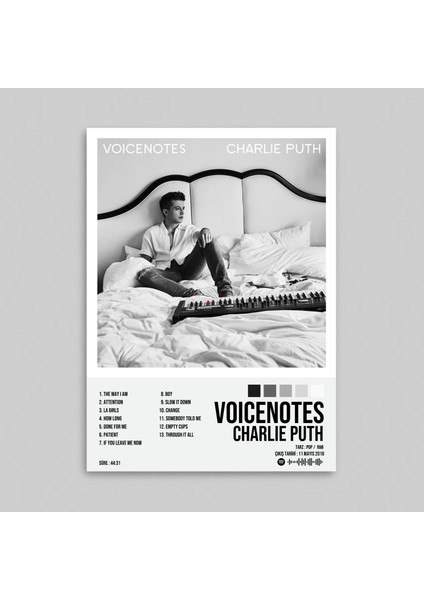 Charlie Puth - Voicenotes Albüm Spotify Çerçevesiz Tasarım Poster