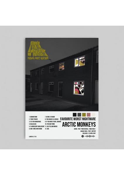 Arctic Monkeys - Favourıte Worst Nıghtmare Albüm Spotify Çerçevesiz Tasarım Poster