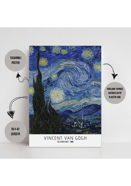 Vıncent Van Gogh - The Starry Night / Tasarımlı Poster fiyatları