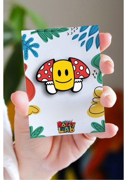 Mushroom Smile Mantar - Pin - Rozet - Broş - Yaka Çanta Aksesuar