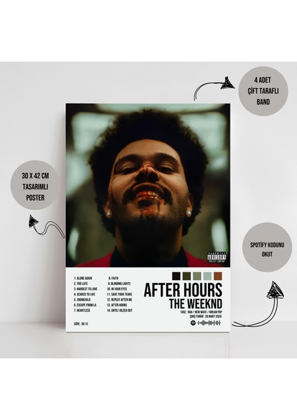 The Weeknd - After Hours Albüm Spotify Çerçevesiz Tasarım Poster