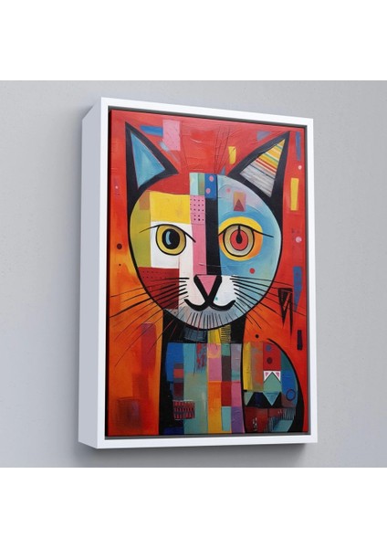 - Çerçeveli Pablo Picasso Tarzı - Soyut Renkli Kedi TABLO-7372