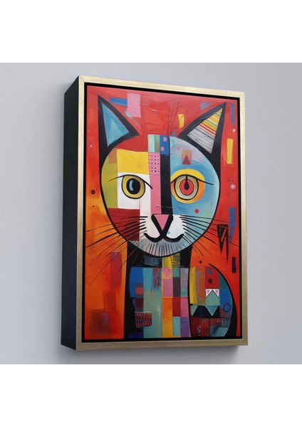 - Çerçeveli Pablo Picasso Tarzı - Soyut Renkli Kedi TABLO-7372