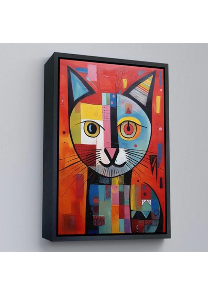 - Çerçeveli Pablo Picasso Tarzı - Soyut Renkli Kedi TABLO-7372