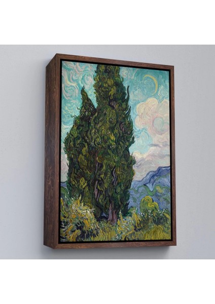 - Çerçeveli Vincent Van Gogh - Selviler Tablosu - CYPRESSES-7475