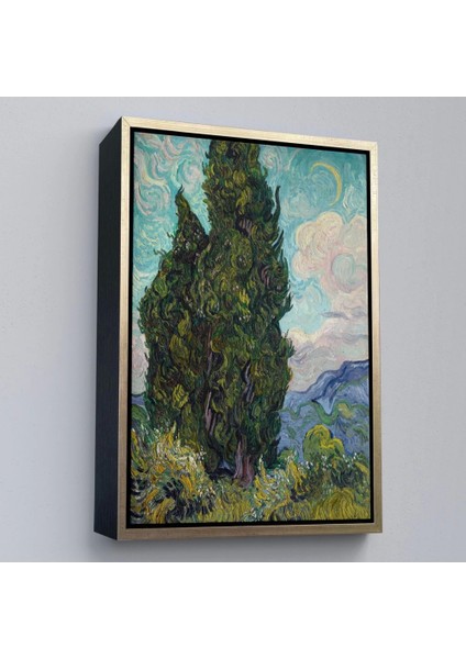 - Çerçeveli Vincent Van Gogh - Selviler Tablosu - CYPRESSES-7475