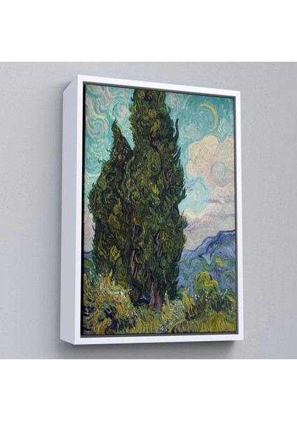 - Çerçeveli Vincent Van Gogh - Selviler Tablosu - CYPRESSES-7475