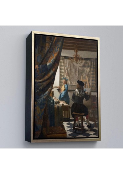 - Çerçeveli Johannes Vermeer - Resim Çizme TABLOSU-7422