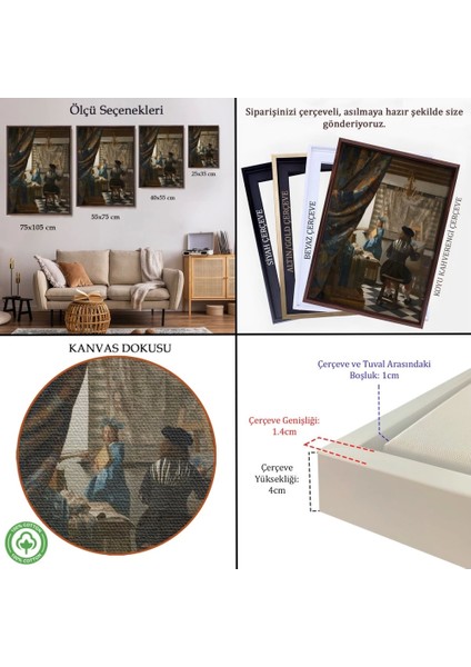 - Çerçeveli Johannes Vermeer - Resim Çizme TABLOSU-7422 indirimleri
