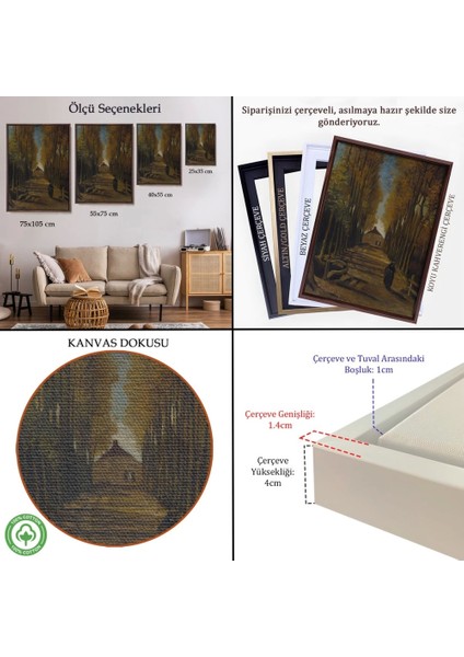 - Çerçeveli Vincent Van Gogh - Sonbaharda Kavaklı Yol Tablo - Avenue Of Poplars In AUTUMN-7473 indirimleri