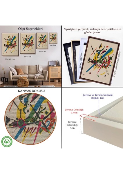 - Çerçeveli Wassily Kandinsky - Küçük Dünyalar Tablosu - Small WORLDS-7495