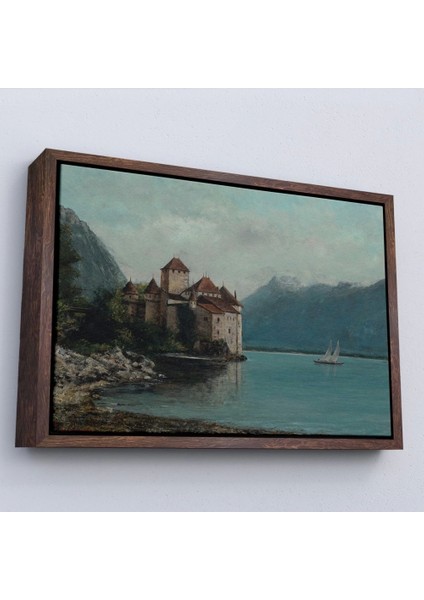 - Çerçeveli Gustave Courbet - Cenevre Gölü'ndeki Chillon Kalesi TABLO-7094