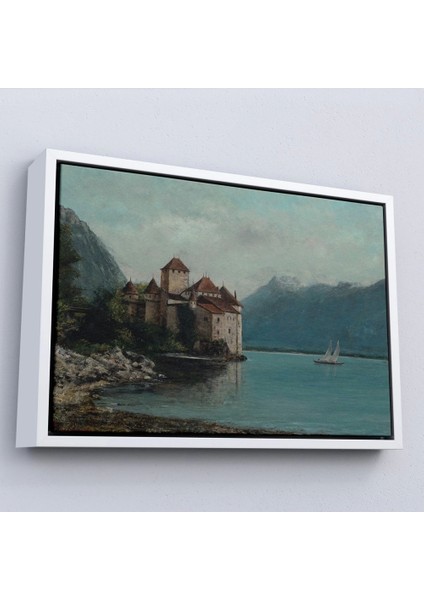 - Çerçeveli Gustave Courbet - Cenevre Gölü'ndeki Chillon Kalesi TABLO-7094