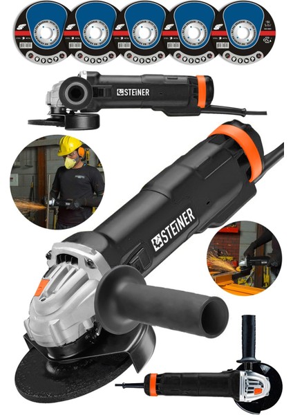 Alman 4200 W Metal Şanzıman Bakır Sargı Avuç Içi Taşlama Demir Metal Kesme Makinesi 125 mm + 5 Disk