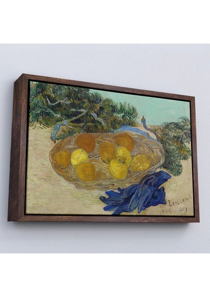 - Çerçeveli Vincent Van Gogh - Mavi Eldivenli Portakal ve Limonların Natürmortu TABLOSU-7188
