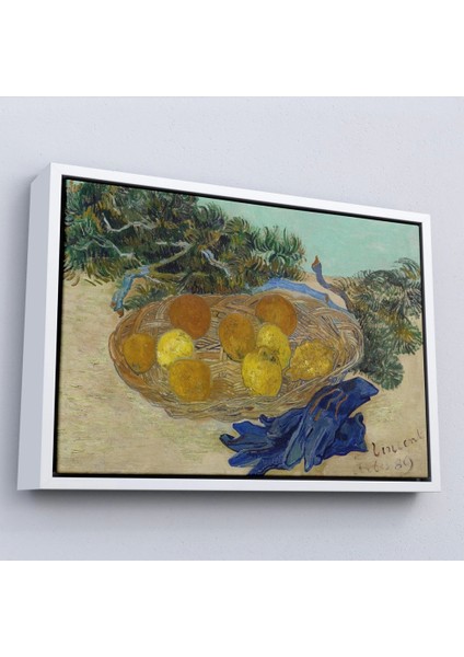 - Çerçeveli Vincent Van Gogh - Mavi Eldivenli Portakal ve Limonların Natürmortu TABLOSU-7188
