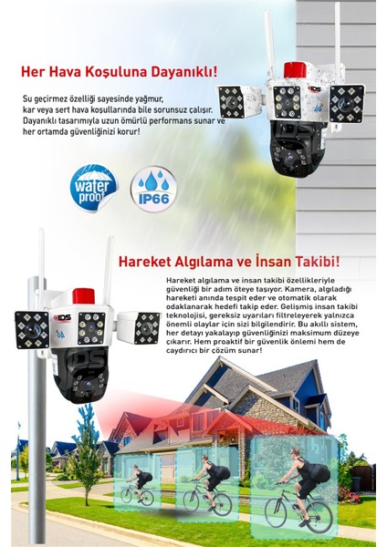 -14MP - Gece Görüşlü - Işıklı - Solar Kamera - Güneş Ejerjili Kamera - 360 - Güvenlik Kamerası fiyatları