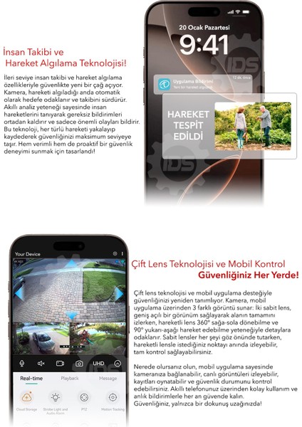 -14MP - Gece Görüşlü - Işıklı - Solar Kamera - Güneş Ejerjili Kamera - 360 - Güvenlik Kamerası indirimleri