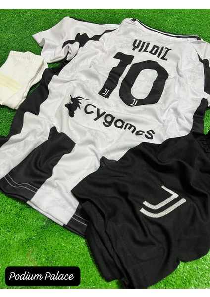 Kenan Yıldız 2024/25 Yeni Sezon Forması 4'lü Set Bileklik ve Çorap Hediye (Siyah-Beyaz)