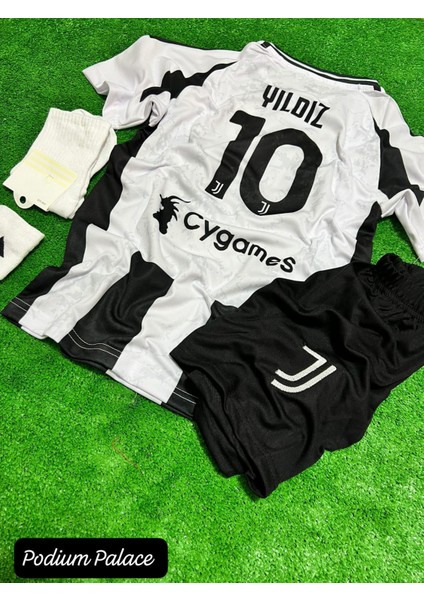 Kenan Yıldız 2024/25 Yeni Sezon Forması 4'lü Set Bileklik ve Çorap Hediye (Siyah-Beyaz) fırsatları