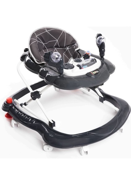 Lüx Oyuncaklı Müzikli ve Işıklı 3 Kademeli Örümcek Bebek Yürüteci Gri