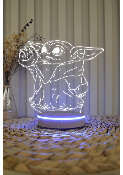 Baby yoda , star wars - 3 boyutlu 16 renk dekoratif gece lambası 3d fırsatları