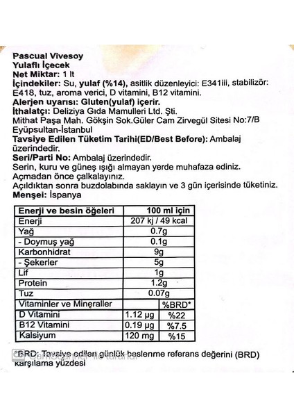 Yulaf İçeceği 1 lt