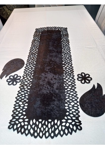 Kadife RUNNER/100X33CM/ARKASI Suni Deri Kaplı/masa Ranırı modelleri