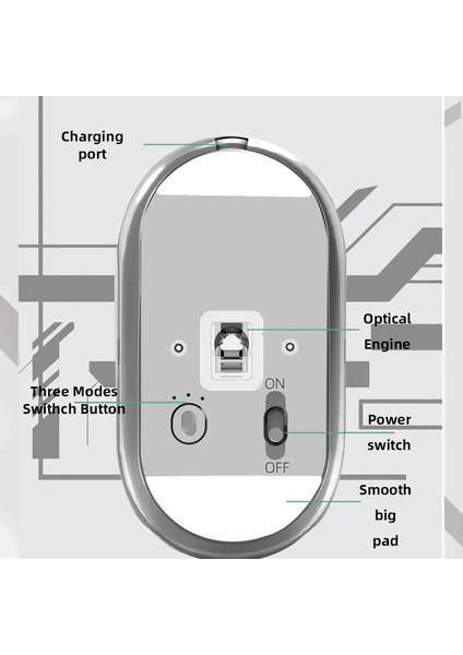 Bluetooth Destekli Kablosuz Şarjlı Şeffaf Mouse Sessiz ve Şık Tasarım