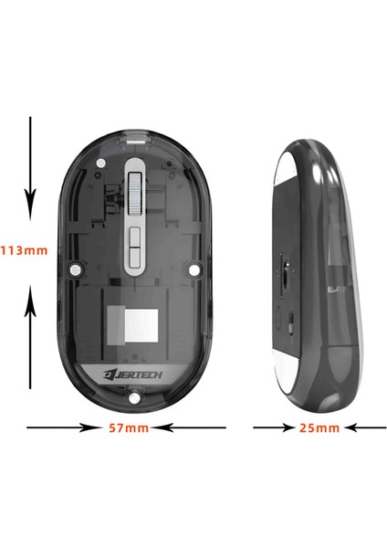 Bluetooth Destekli Kablosuz Şarjlı Şeffaf Mouse Sessiz ve Şık Tasarım