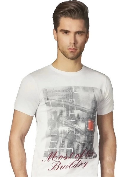 Berrak Erkek Köprü Baskılı T-Shirt 1047