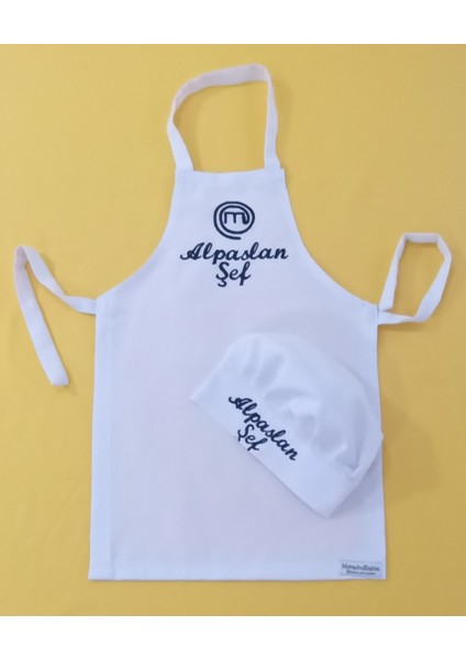 Master Chef Çocuk Mutfak ve Etkinlik Ana Okulu Önlüğü Su Itici Leke Tutmaz Kumaş Isme Özel Nakış Desenli 0- 14 Yaş